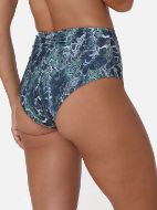 Εικόνα της Apple Πράσινο εμπριμέ ψηλόμεσο μαγιό slip, με μικρή σούρα πίσω.