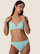 Εικόνα της Ysabel Mora Aqua Μπλε Bikini Top Με Ανάγλυφο Σχέδιο.