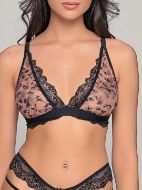 Εικόνα της Ασπρόμαυρο Milena bralette ζεμπρέ με δαντέλα.