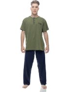 Εικόνα της Ανδρική Καλοκαιρινή Πυτζάμα Δύο Παντελόνια Galaxy Χακί 714-25