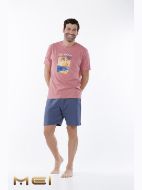 Εικόνα της Mei Βαμβακερή Ανδρική Πιτζάμα Σάπιο Μήλο/Ραφ.