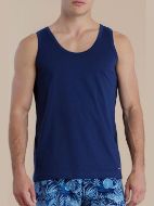 Εικόνα της Noidinotte Μπλε Βαμβακερή Ανδρική Αμάνικη Πιτζάμα Με Σορτς Εμπριμέ.