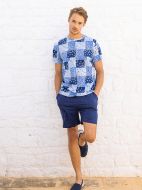 Εικόνα της Noidinotte Βαμβακερή Μπλε Ανδρική Πιτζάμα Με Σορτς.