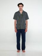 Εικόνα της Vamp Καλοκαιρινό Ανδρικό Παντελόνι Πιτζάμας Βαμβακερό Μπλε 20683