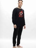 Εικόνα της Galaxy Βαμβακερές Μαύρες Ανδρικές Πιτζάμες "Power-Man".