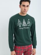 Εικόνα της Οδυσσεύ πράσινη/κόκκινη καρό βαμβακερή ανδρική πιτζάμα.