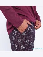 Εικόνα της Muydemi Μπορντό/Μπλε Βαμβακερή Ανδρική Πιτζάμα Με Γράμματα.