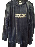 Εικόνα της Passion μπλε φλις χνουδωτή ανδρική πιτζάμα με κέντημα.