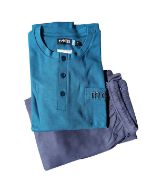 Εικόνα της Mei βαμβακερή πετρόλ/ανθρακί ανδρική πιτζάμα.