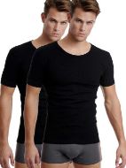 Εικόνα της Walk Ανδρικές Φανέλες Κοντομάνικες σε Μαύρο Χρώμα 2Pack W1960-2-02