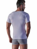 Εικόνα της 2 ΤΕΜΑΧΙΑ CuWrap λευκά φανελάκια RIB με κοντό μανίκι και ανοιχτό λαιμό.