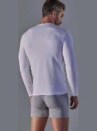 Εικόνα της Wrap Λευκή Μακρυμάνικη Ανδρική Φανέλα Λαιμόκοψη.