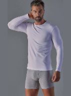 Εικόνα της Wrap Λευκή Μακρυμάνικη Ανδρική Φανέλα Λαιμόκοψη.