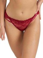 Εικόνα της Diaz String. Γυναικείο εσώρουχο σκούρο κόκκινο, με δαντέλα.