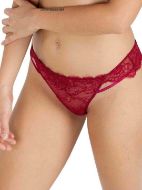 Εικόνα της Diaz String. Γυναικείο εσώρουχο σκούρο κόκκινο, με δαντέλα.