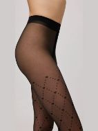 Εικόνα της Ysabel Mora μαύρο καλσόν με σχέδιο πουά ρόμβους/καρδιές 20 Den.