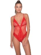 Εικόνα της Milena by Paris Γυναικείο Κορμάκι με Δαντέλα Κόκκινο 002477