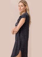 Εικόνα της Noidinotte Viscose Μαύρο Κουμπωτό Φόρεμα Πουά.