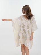 Εικόνα της Ble Resort Collection Εκρού/Χρυσό Καφτάνι.