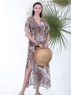 Εικόνα της Γυναικείο καφτάνι μακρύ animal print διάφανο.