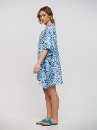 Εικόνα της Ble Resort Collection Γυναικείο Κοντό Καφτάνι Παραλίας Μπλε/γαλάζιο/λευκό 5-41-843-0039