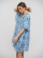 Εικόνα της Ble Resort Collection Γυναικείο Κοντό Καφτάνι Παραλίας Μπλε/γαλάζιο/λευκό 5-41-843-0039