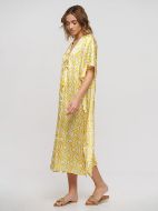 Εικόνα της Ble Resort Collection One Size 100% Γυναικείο Μακρύ Καφτάνι Παραλίας Λευκο/κιτρινο 5-41-014-0021