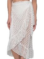 Εικόνα της Φούστα Παρεό Παραλίας Πλεκτή Βολάν Milena By Paris 40255 Εκρού