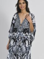 Εικόνα της Ble Resort Collection Γυναικείο Μακρύ Καφτάνι Παραλίας Μαύρο 5-41-169-0022 (100% Crepe)