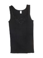 Εικόνα της Dreams μαύρο γυναικείο φανελάκι με ώμο και δαντέλα.