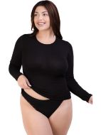 Εικόνα της Elite Μαύρο Μακρυμάνικο Γυναικείο Φανελάκι Cotton/ Modal.