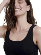 Εικόνα της Μαύρο γυναικείο τοπ με φαρδιά ράντα από 95% Bamboo - 5% Elastane.