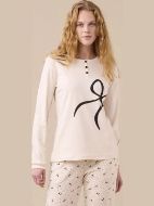 Εικόνα της Noidinotte Εκρού Βαμβακερή Γυναικεία Πιτζάμα.