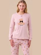 Εικόνα της Noidinotte Βαμβακερή Ροζ Γυναικεία Πιτζάμα.