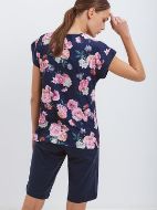 Εικόνα της Γιώτα Μπλε Φλοράλ Βαμβακερή Πιτζάμα Με Βερμούδα.