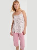 Εικόνα της Vamp Καλοκαιρινή Γυναικεία Βαμβακερή Μπλούζα Πιτζάμας Pink Gray 70067