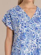 Εικόνα της Noidinotte Βαμβακερό Μπλε Εμπριμέ Κοντομάνικο Homewear.