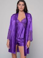 Εικόνα της Milena by Paris Χειμερινό Σατέν Babydoll Μωβ 004196