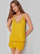 Εικόνα της Gisela Κίτρινο Babydoll Viscose Με Δαντέλα.