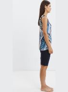 Εικόνα της Giota Βαμβακερή Μπλε Αμάνικη Πιτζάμα Εμπριμέ Με Κάπρι.