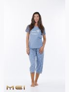 Εικόνα της Mei Βαμβακερή Σιέλ Γυναικεία Πιτζάμα "Palm Beach".