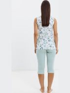 Εικόνα της Giota Βαμβακερή Φυστικί Αμάνικη Πιτζάμα Εμπριμέ Με Κάπρι.