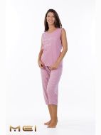 Εικόνα της Mei Βαμβακερή Ροζ Πουά Γυναικεία Πιτζάμα.