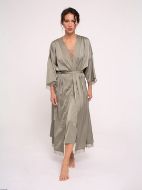 Εικόνα της Muydemi Σατέν Λαδί Midi Νυχτικό Με Δαντέλα.