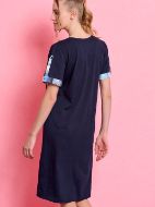 Εικόνα της Jeannette Βαμβακερό Μπλε Σκούρο Νυχτικό Με Ζαπονέ Μανίκι.