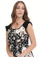 Εικόνα της Zen by Daisy Μαύρη Εμπριμέ Πιτζάμα.