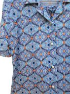 Εικόνα της Γιώτα Σιέλ Εμπριμέ Κουμπωτή Γυναικεία Κοντομάνικη Πιτζάμα Με Μακρύ Παντελόνι.