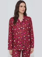 Εικόνα της Γιώτα Μπορντώ Εμπριμέ Βαμβακερή Κουμπωτή Πιτζάμα.