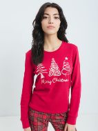 Εικόνα της Γιώτα βαμβακερή κόκκινη καρό γυναικεία πιτζάμα.