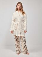 Εικόνα της Gisela Χειμερινή Γυναικεία Fleece Ρόμπα Εκρού 2/20214